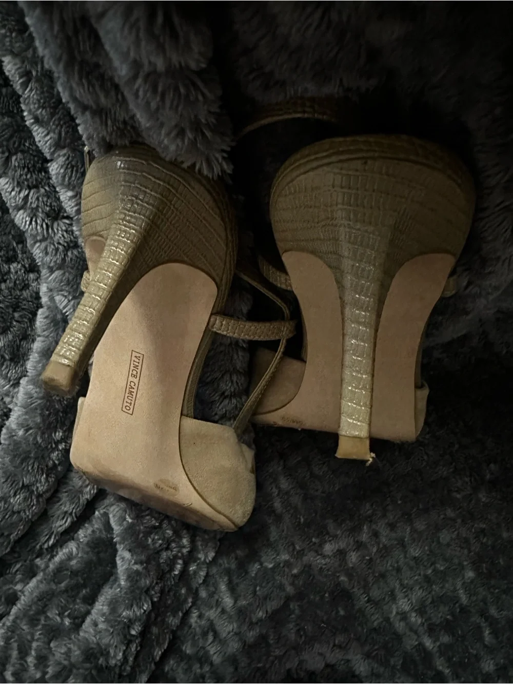 Vince Camuto Taupe Pointed Slingback Heels